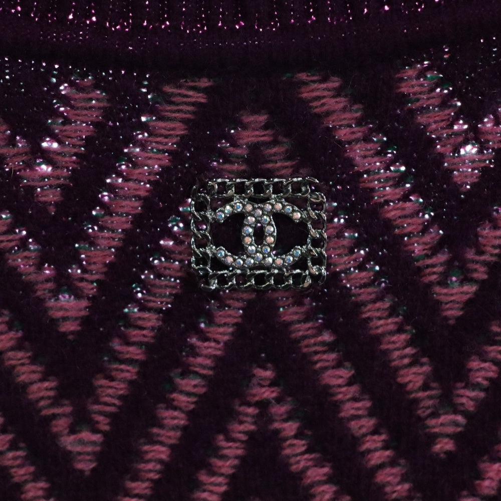 CHANEL(シャネル) ココマーク ロゴデザイン カシミヤ 長袖ニットワンピース レディース パープル