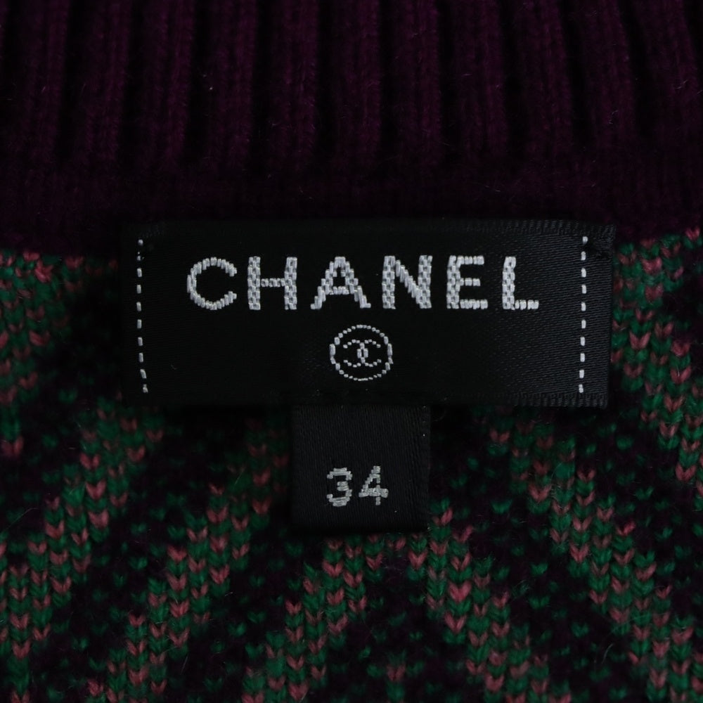 CHANEL(シャネル) ココマーク ロゴデザイン カシミヤ 長袖ニットワンピース レディース パープル