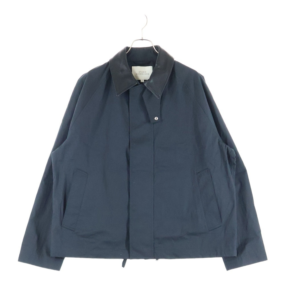 STUDIO NICHOLSON(スタジオニコルソン) DANI JACKET レザーカラー コットン ナイロン ジップアップ コート ブラック 51-10-652005