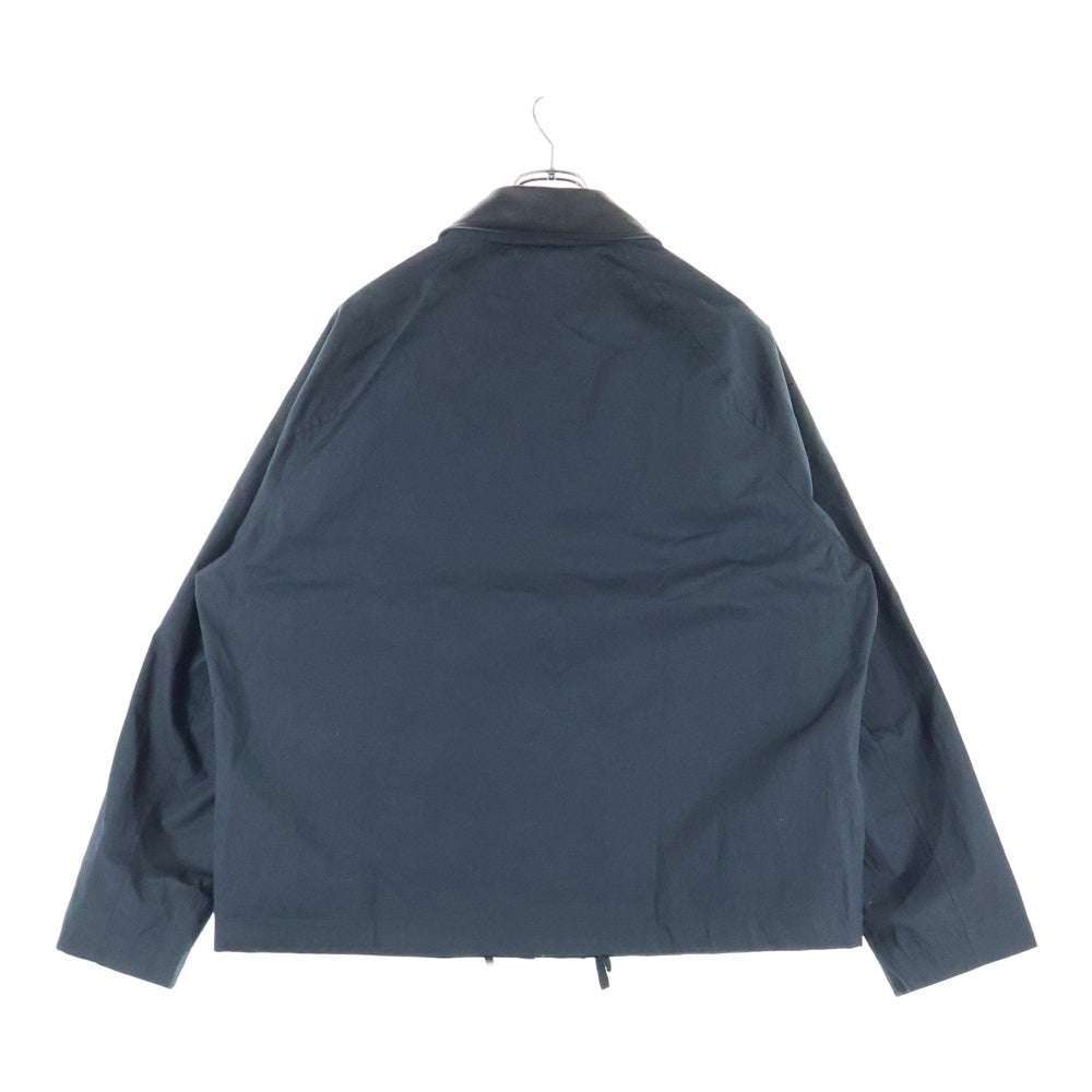 STUDIO NICHOLSON(スタジオニコルソン) DANI JACKET レザーカラー コットン ナイロン ジップアップ コート ブラック 51-10-652005