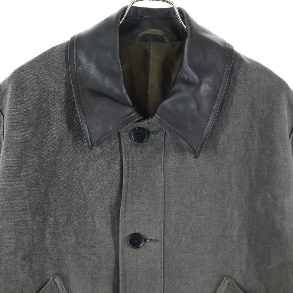 KAPTAIN SUNSHINE(キャプテンサンシャイン) Cotton Hemp Work Coat レザーカラー コットン ヘンプ ワークコート グレー KS25FCO06
