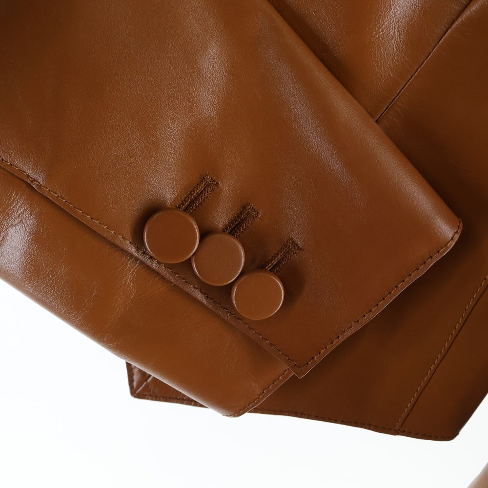 FENDI(フェンディ) 20SS Cropped Leather Jacket クロップドレザージャケット レディースレザージャケット FPJ930 ALBW ブラウン