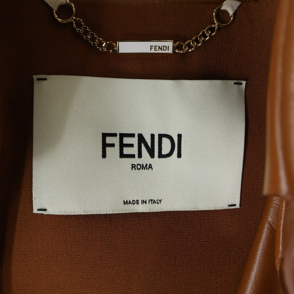 FENDI(フェンディ) 20SS Cropped Leather Jacket クロップドレザージャケット レディースレザージャケット FPJ930 ALBW ブラウン