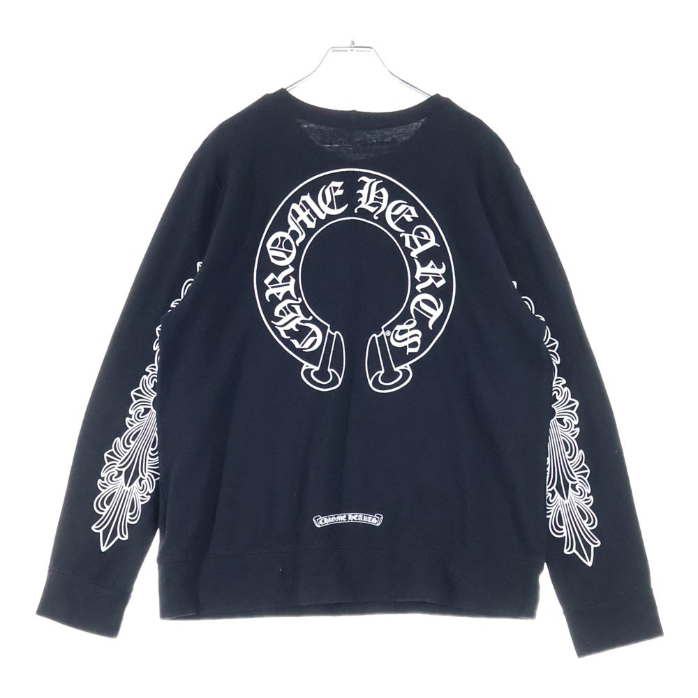 CHROME HEARTS(クロムハーツ) T-BAR HORSESHOE CREWNECK ホースシュークルーネック長袖スウェットシャツ ブラック