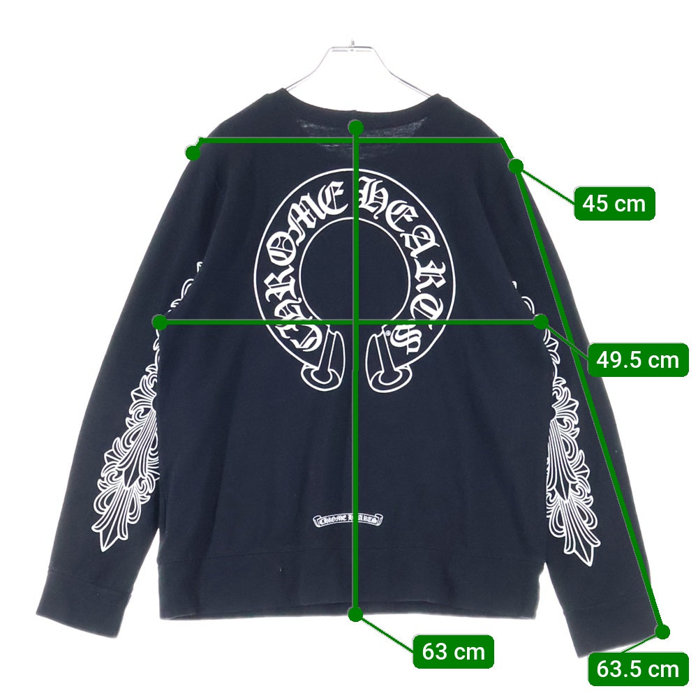 CHROME HEARTS(クロムハーツ) T-BAR HORSESHOE CREWNECK ホースシュークルーネック長袖スウェットシャツ ブラック