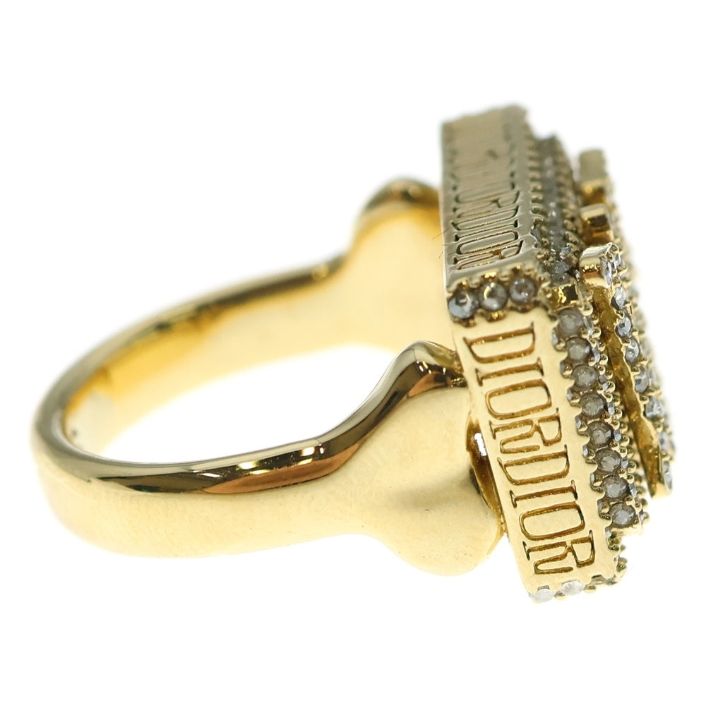 DIOR(ディオール) ×Shawn Stussy Square Ring ショーンステューシー スクエアリング ラインストーンロゴリング 指輪 ゴールド