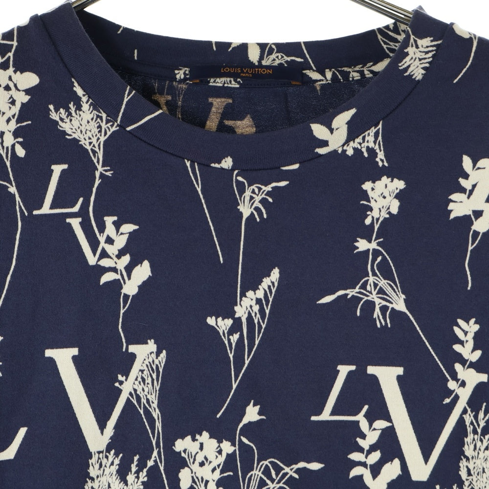 LOUIS VUITTON(ルイヴィトン) 20SS LV Leaf Discharge Tee LV リーフディスチャージTシャツ クルーネック総柄半袖Tシャツ 1A7X30 ネイビー