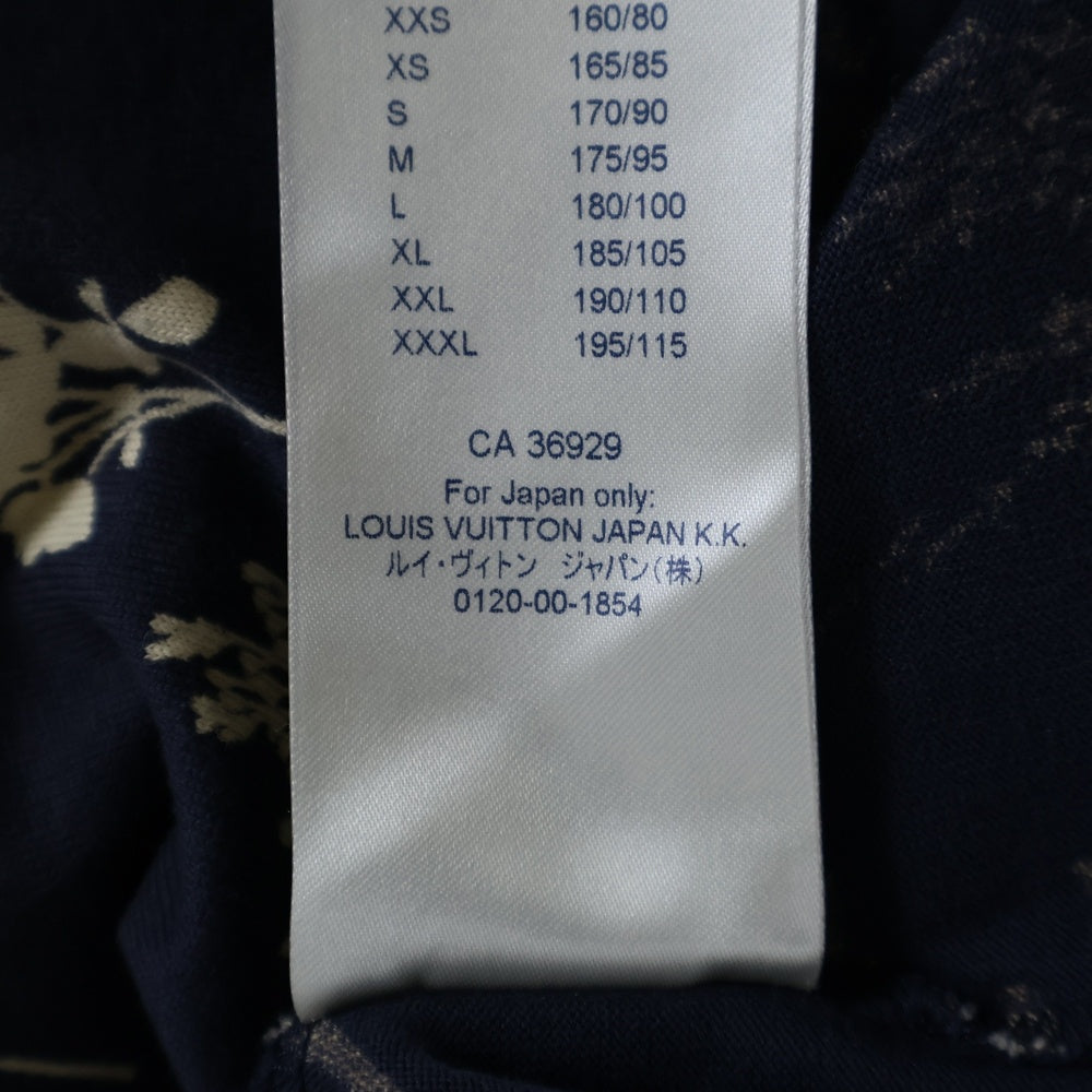 LOUIS VUITTON(ルイヴィトン) 20SS LV Leaf Discharge Tee LV リーフディスチャージTシャツ クルーネック総柄半袖Tシャツ 1A7X30 ネイビー