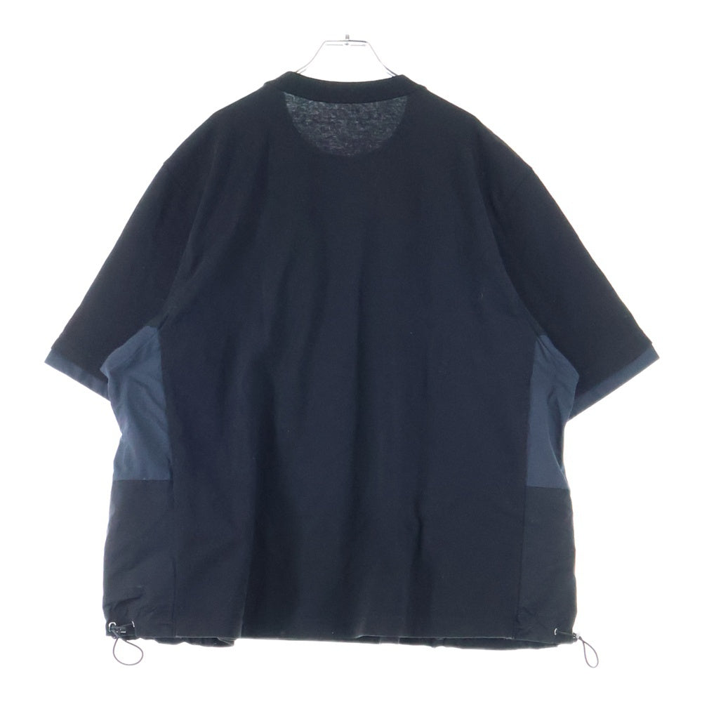 Sacai(サカイ) 22SS Spots Mix T-shirts スポーツミックスTシャツ ナイロン切替ジップポケットクルーネック半袖Tシャツ 22-02734M ブラック