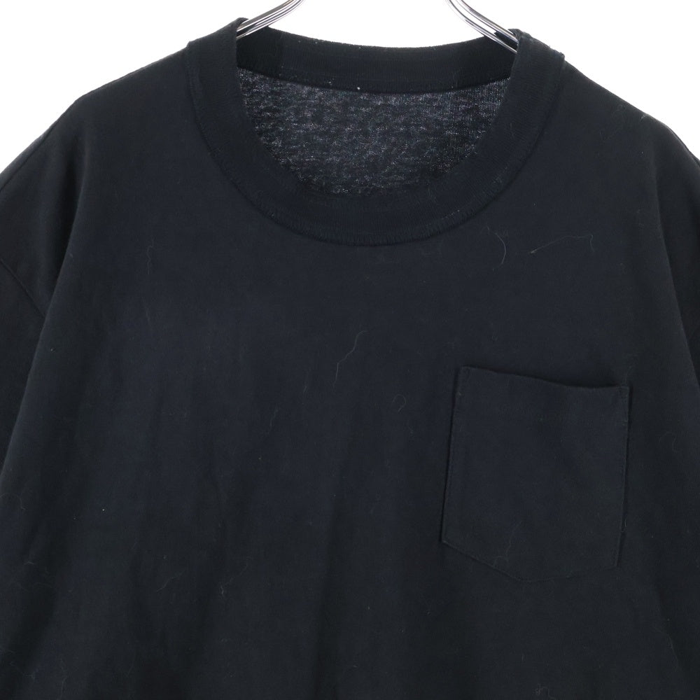 Sacai(サカイ) 22SS Spots Mix T-shirts スポーツミックスTシャツ ナイロン切替ジップポケットクルーネック半袖Tシャツ 22-02734M ブラック