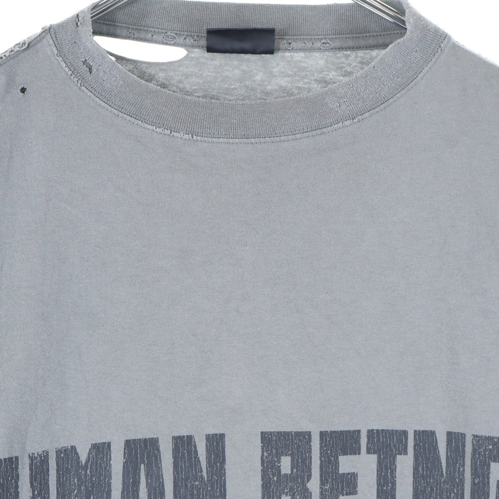 BALENCIAGA(バレンシアガ) 25SS HUMAN BEING ヒューマンビーング ダメージ加工 半袖Tシャツ カットソー ダークグレー 824285 TSVV1