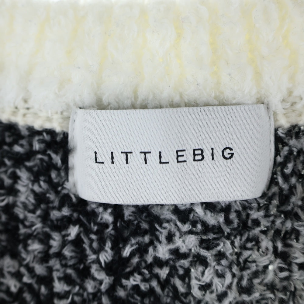 LITTLEBIG(リトルビッグ) 22SS Pattern Knit Vest パターンニットベスト チェッカー柄Vネックニットベスト LB221-KT02 ブラック/ホワイト