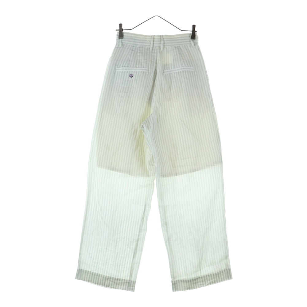 MAISON SPECIAL(メゾンスペシャル ) Washable Silky Stripe Easy Pants ウォッシャブルシルキーイージーパンツ ストライプ2タックワイドパンツ ホワイト/グリーン