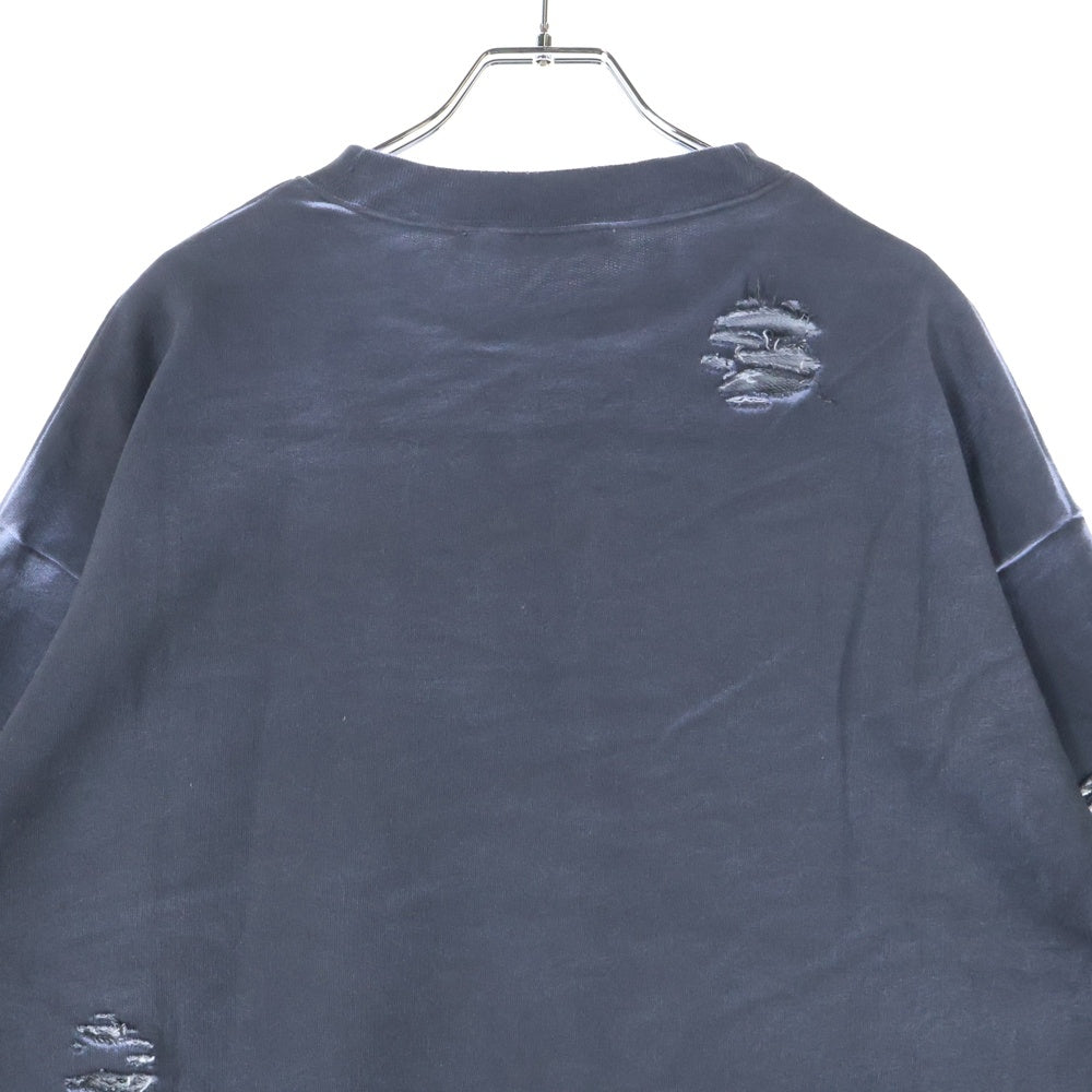 Acne Studios(アクネ ストゥディオズ) Bullet Logo Sweat Shirts バレットロゴスウェットシャツ ダメージ加工クルーネックトレーナー CI0203 ブラック