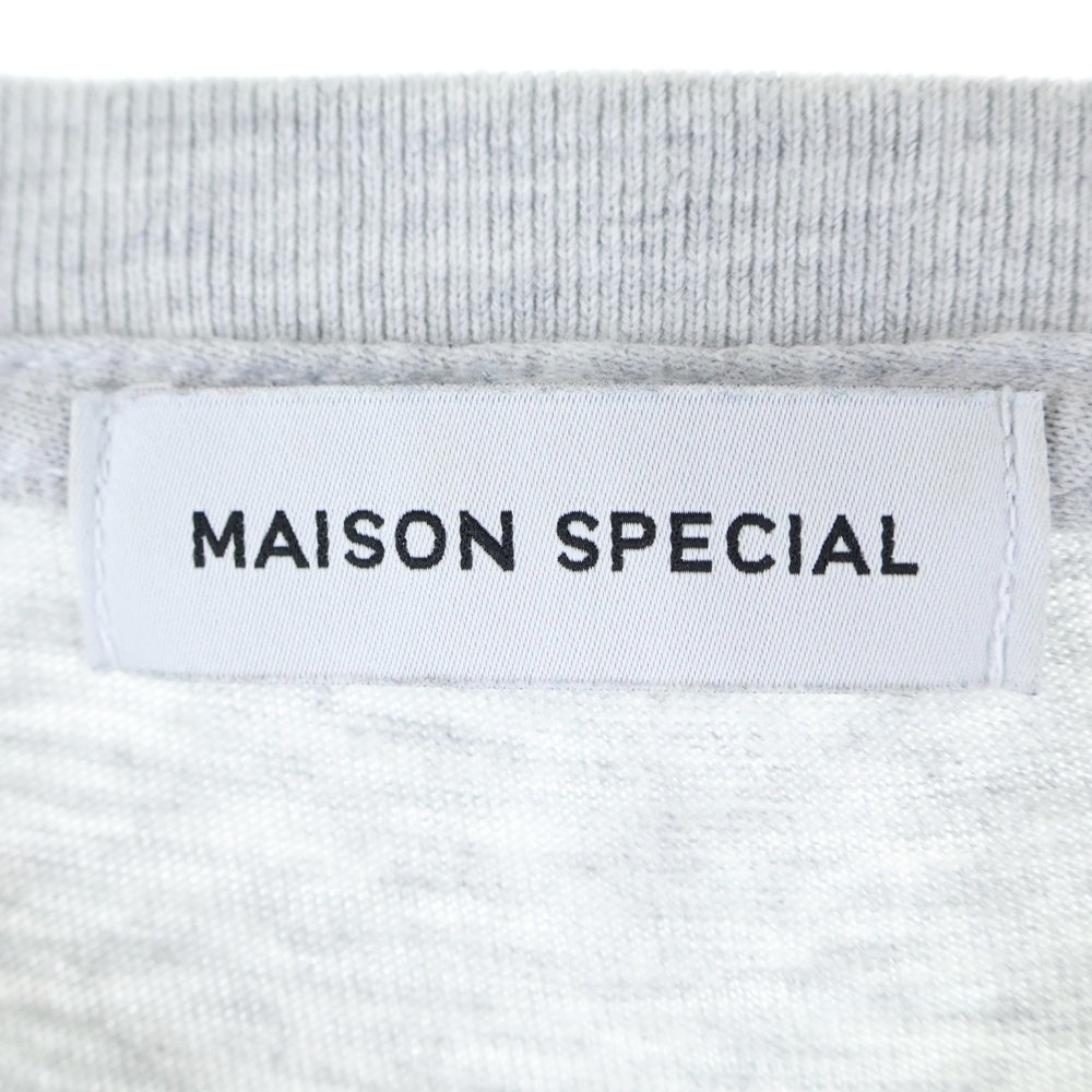 MAISON SPECIAL(メゾンスペシャル ) Early Romance Long Sleeve T-shirt アーリーロマンスロングスリーブTシャツ ロゴプリントクルーネック長袖Tシャツ 21242415308 グレー