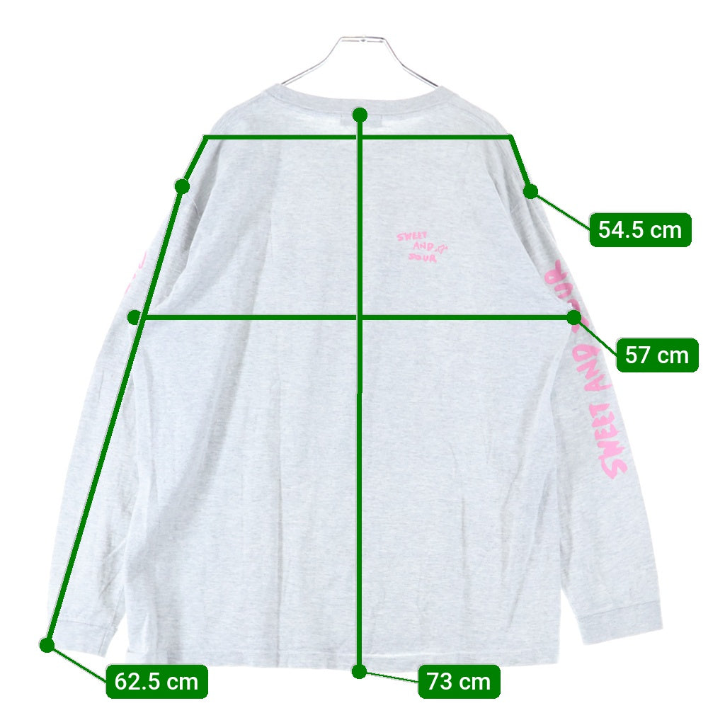 MAISON SPECIAL(メゾンスペシャル ) Early Romance Long Sleeve T-shirt アーリーロマンスロングスリーブTシャツ ロゴプリントクルーネック長袖Tシャツ 21242415308 グレー