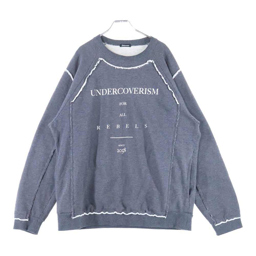UNDERCOVERISM(アンダーカバイズム) 22AW Patch Sweat Shirts パッチスウェットシャツ ロゴプリントパッチワーク長袖トレーナー UI2B4802 グレー