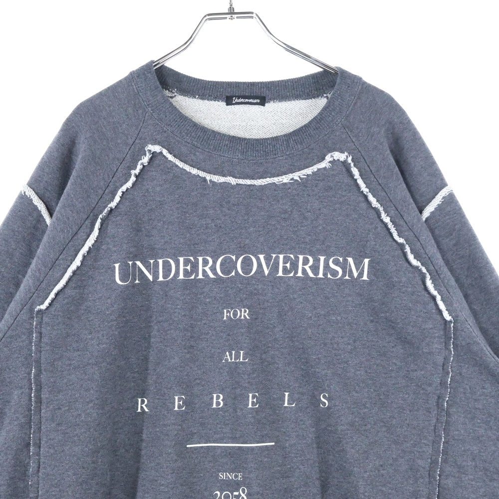 UNDERCOVERISM(アンダーカバイズム) 22AW Patch Sweat Shirts パッチスウェットシャツ ロゴプリントパッチワーク長袖トレーナー UI2B4802 グレー