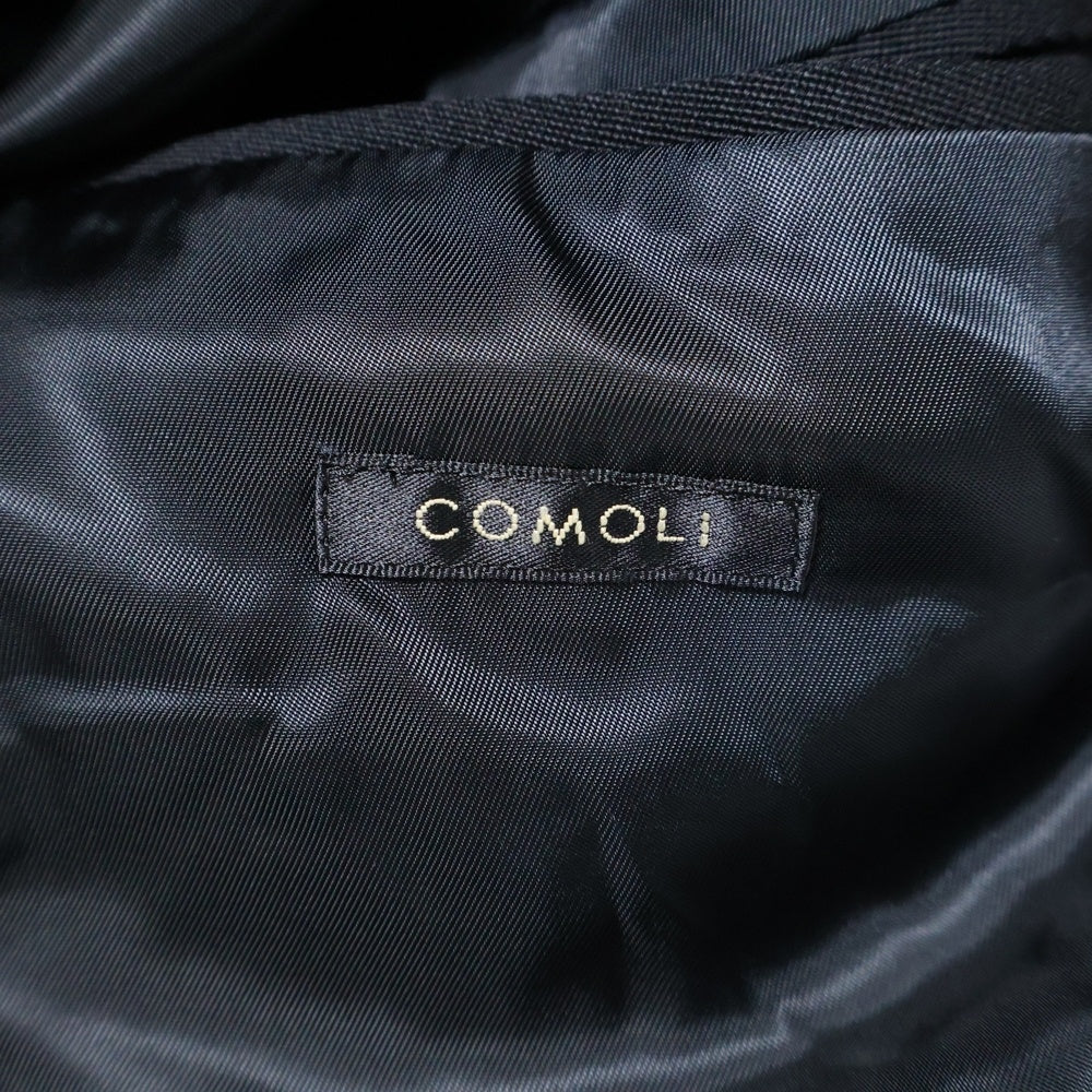 COMOLI(コモリ) ウールギャバ バルカラーロングコート ブラック