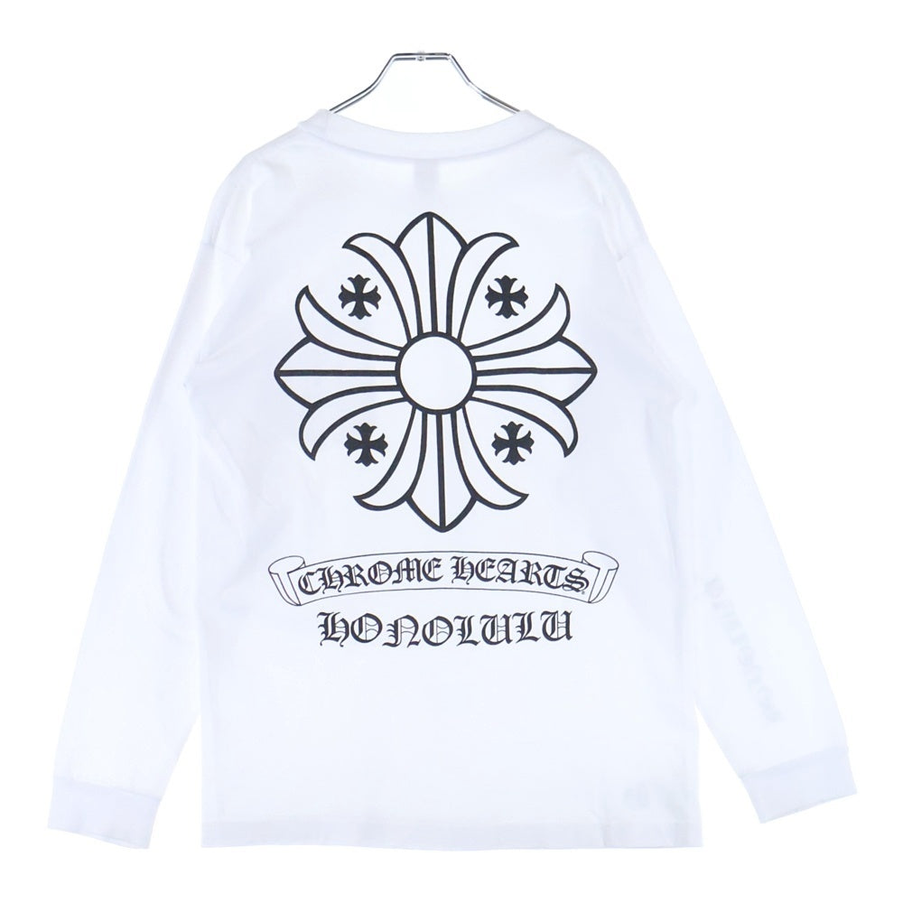 CHROME HEARTS(クロムハーツ) Honolulu CH PLS L/S TEE ホノルル限定 CHプラスプリントロングスリーブTシャツ ロゴプリントクルーネック長袖Tシャツ ホワイト