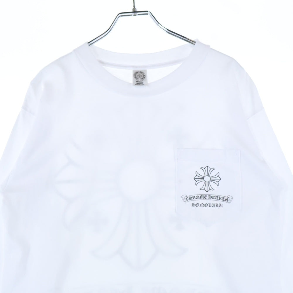 CHROME HEARTS(クロムハーツ) Honolulu CH PLS L/S TEE ホノルル限定 CHプラスプリントロングスリーブTシャツ ロゴプリントクルーネック長袖Tシャツ ホワイト