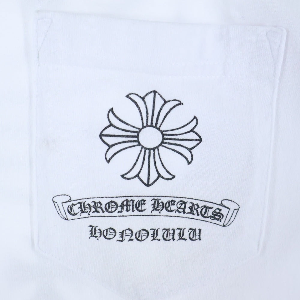 CHROME HEARTS(クロムハーツ) Honolulu CH PLS L/S TEE ホノルル限定 CHプラスプリントロングスリーブTシャツ ロゴプリントクルーネック長袖Tシャツ ホワイト