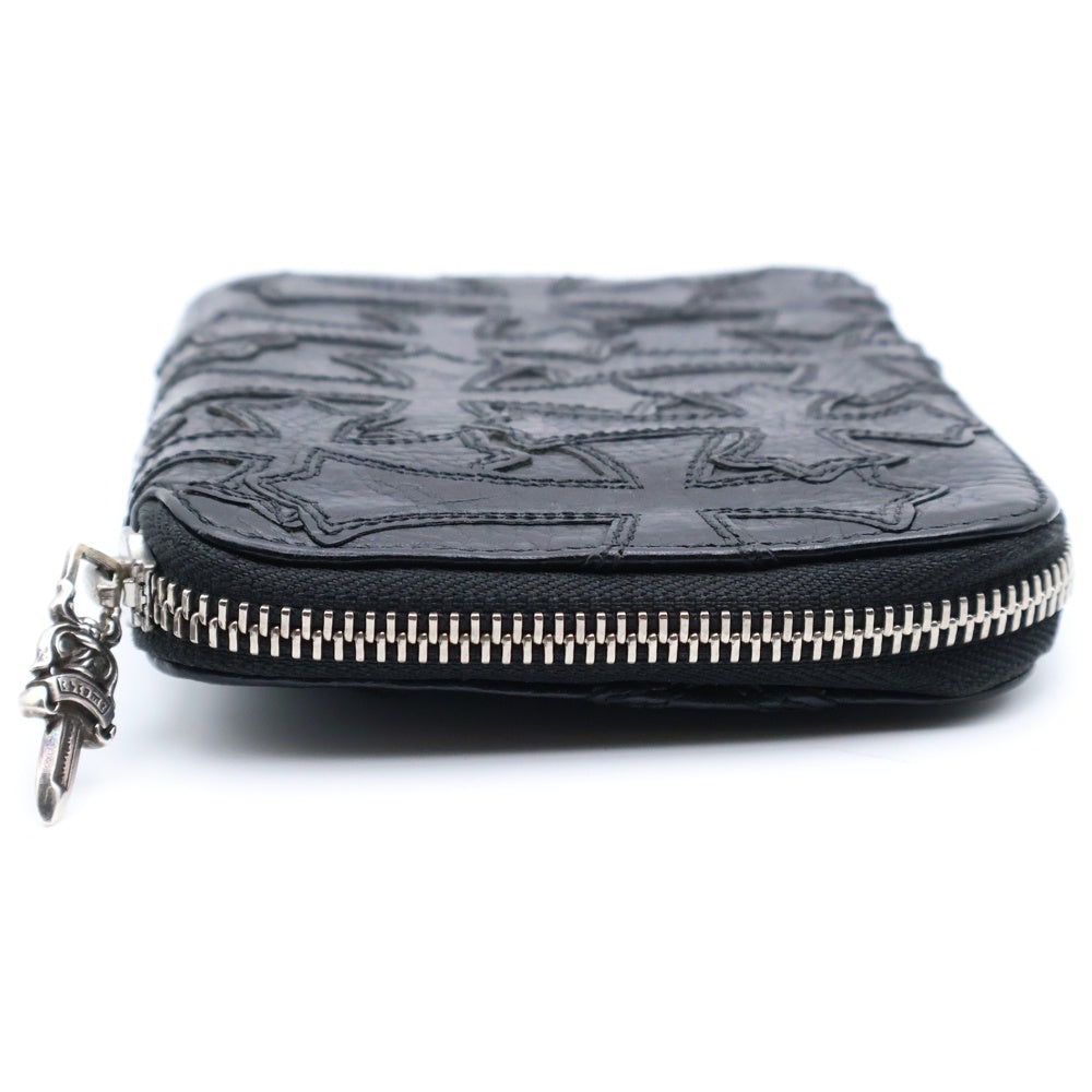 CHROME HEARTS(クロムハーツ) BANK ROBBER バンクローバー セメタリーパッチ ラウンドジップレザーコンパクトウォレット 財布 ブラック