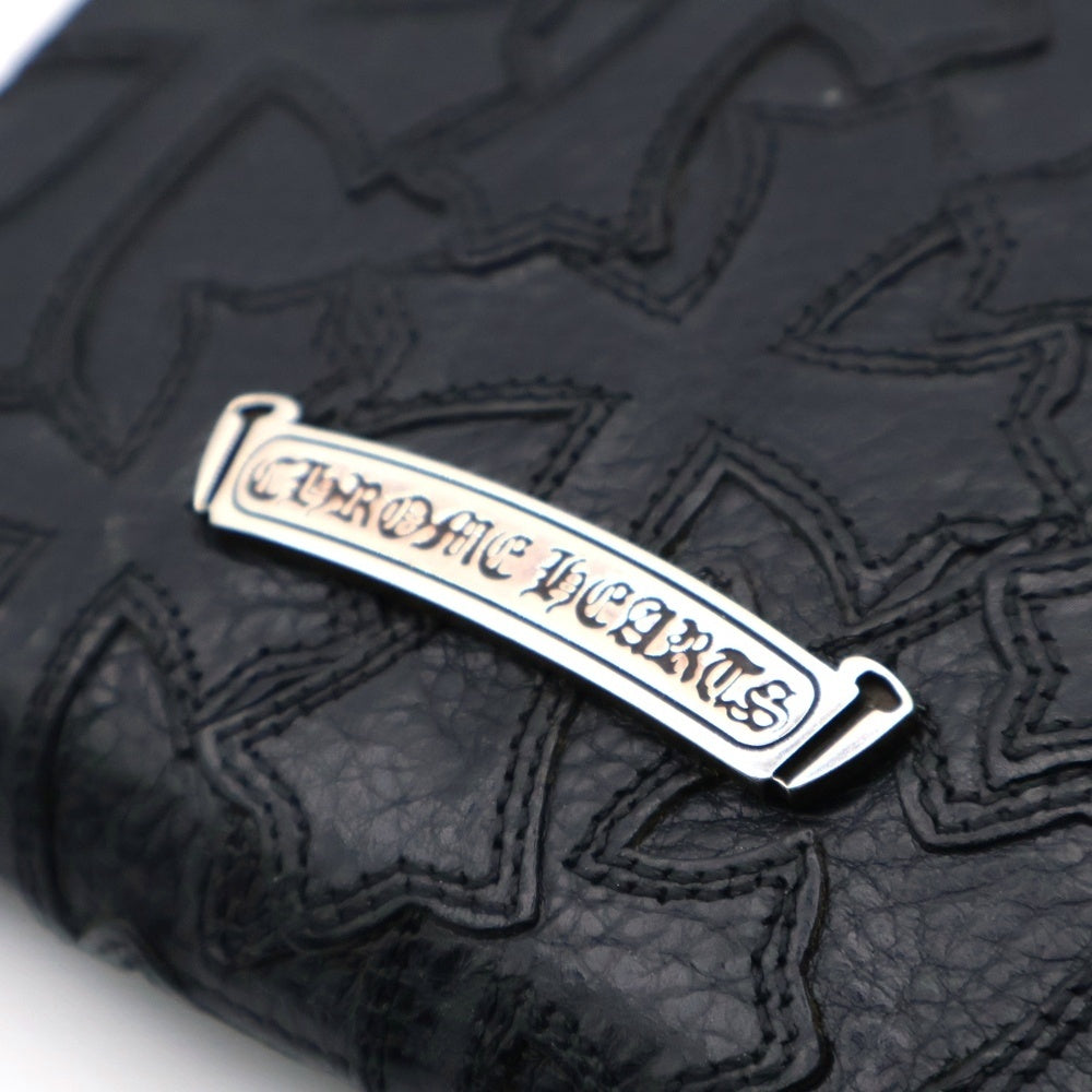 CHROME HEARTS(クロムハーツ) BANK ROBBER バンクローバー セメタリーパッチ ラウンドジップレザーコンパクトウォレット 財布 ブラック