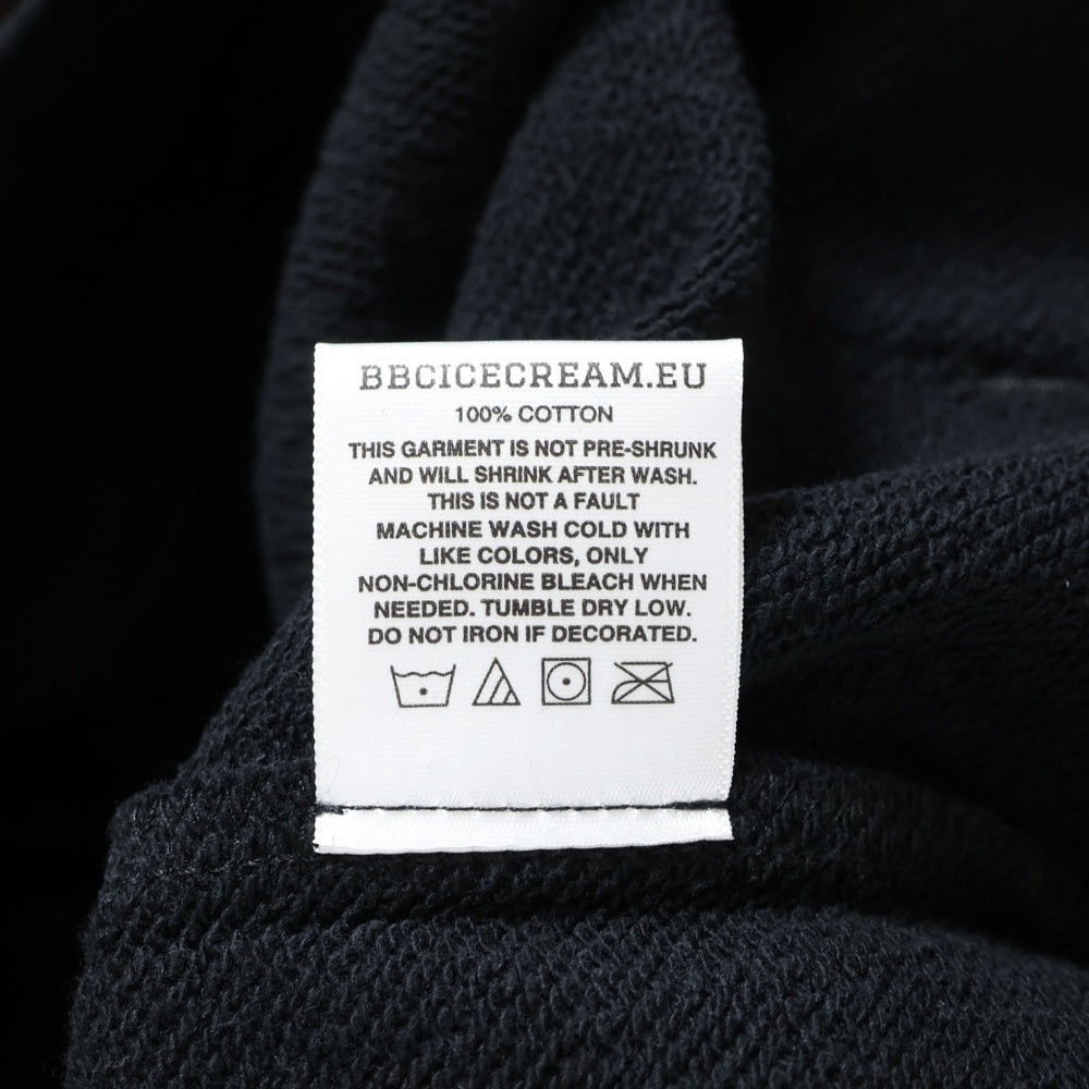 BILLIONAIRE BOYS CLUB(ビリオネアボーイズクラブ) ICE CREAM ICED OUT RUNNING DOG HOOD アイスクリーム フロントプリント プルオーバーパーカー スウェット ブラック