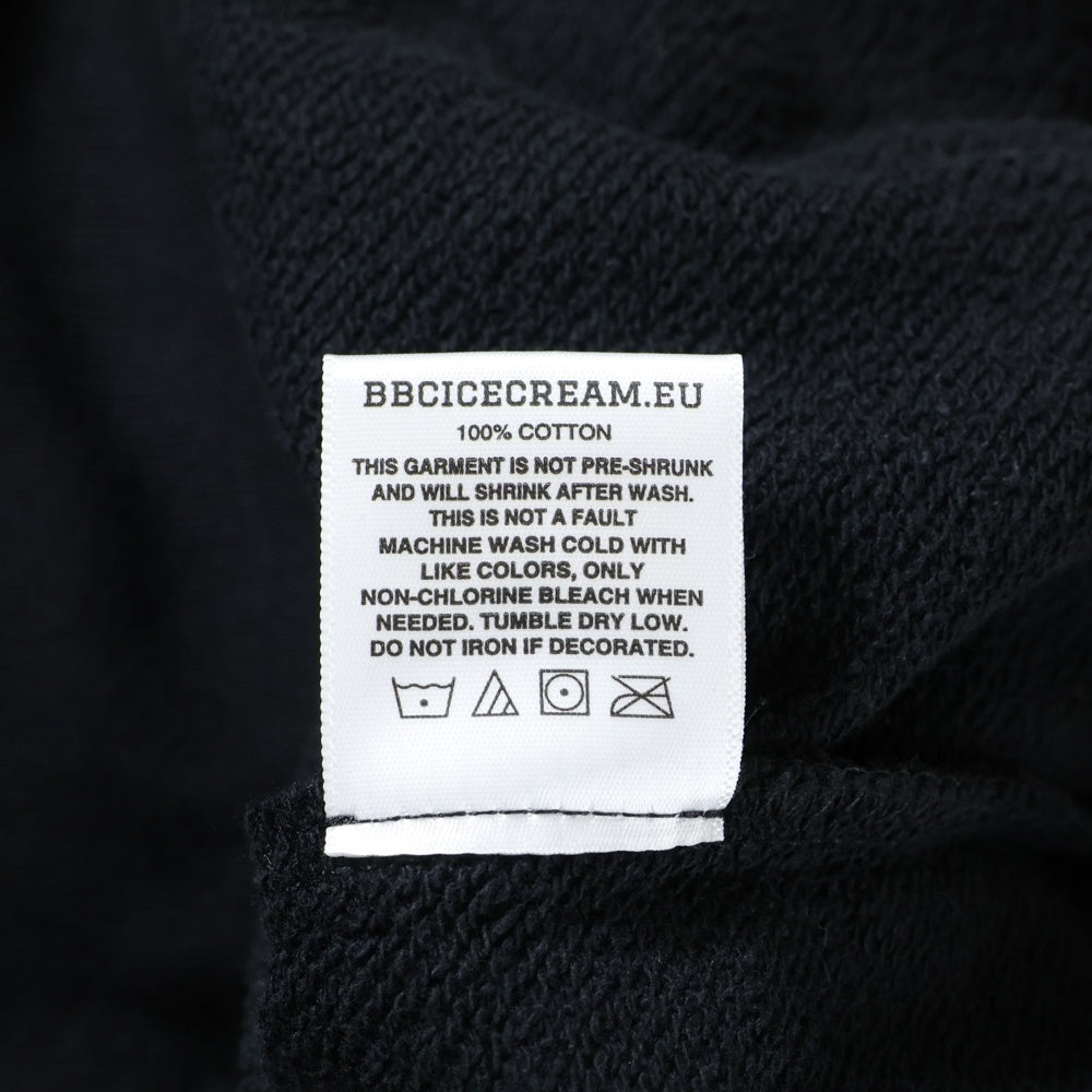 BILLIONAIRE BOYS CLUB(ビリオネアボーイズクラブ) ICE CREAM ICED OUT RUNNING DOG HOOD アイスクリーム フロントプリント プルオーバーパーカー スウェット ブラック