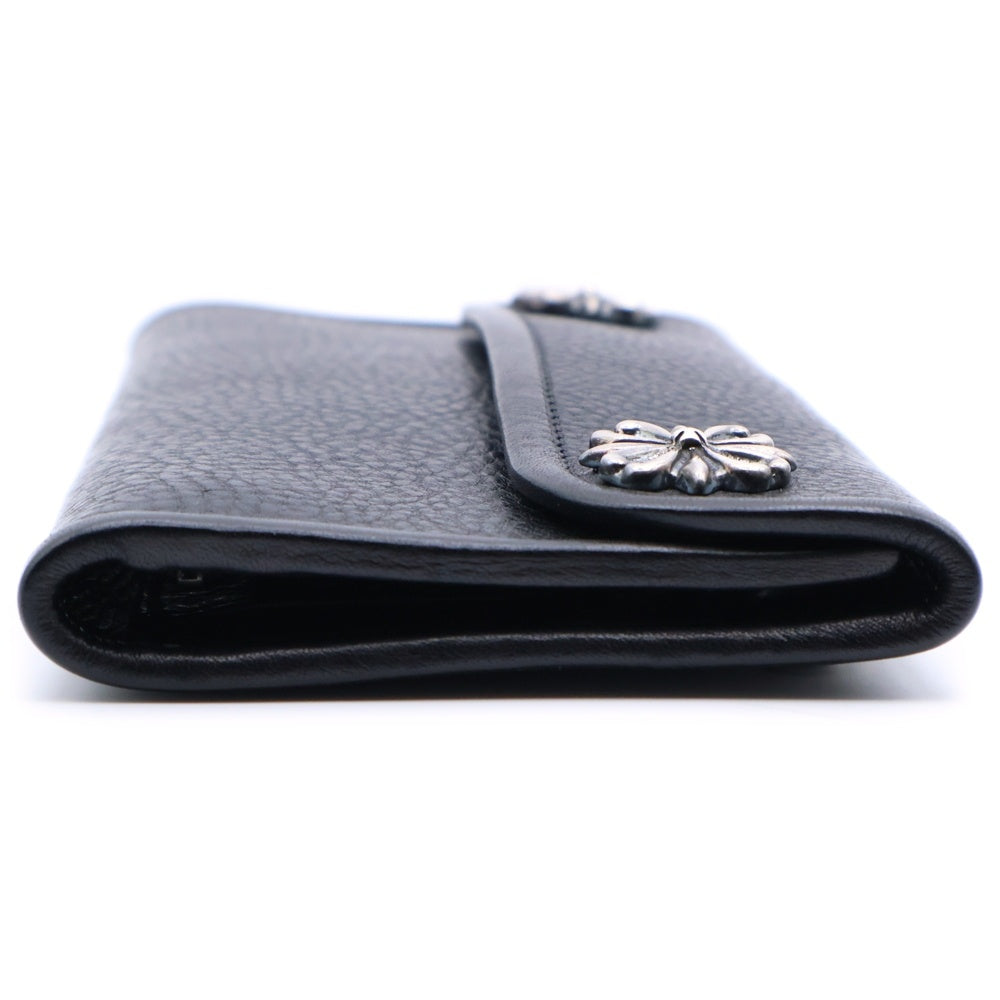 Travis Walker(トラヴィスワーカー) コンチョ付き クロスモチーフ レザー トラッカーウォレット 財布 ブラック/ブルー