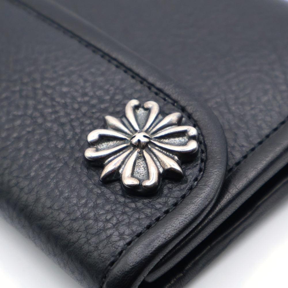 Travis Walker(トラヴィスワーカー) コンチョ付き クロスモチーフ レザー トラッカーウォレット 財布 ブラック/ブルー