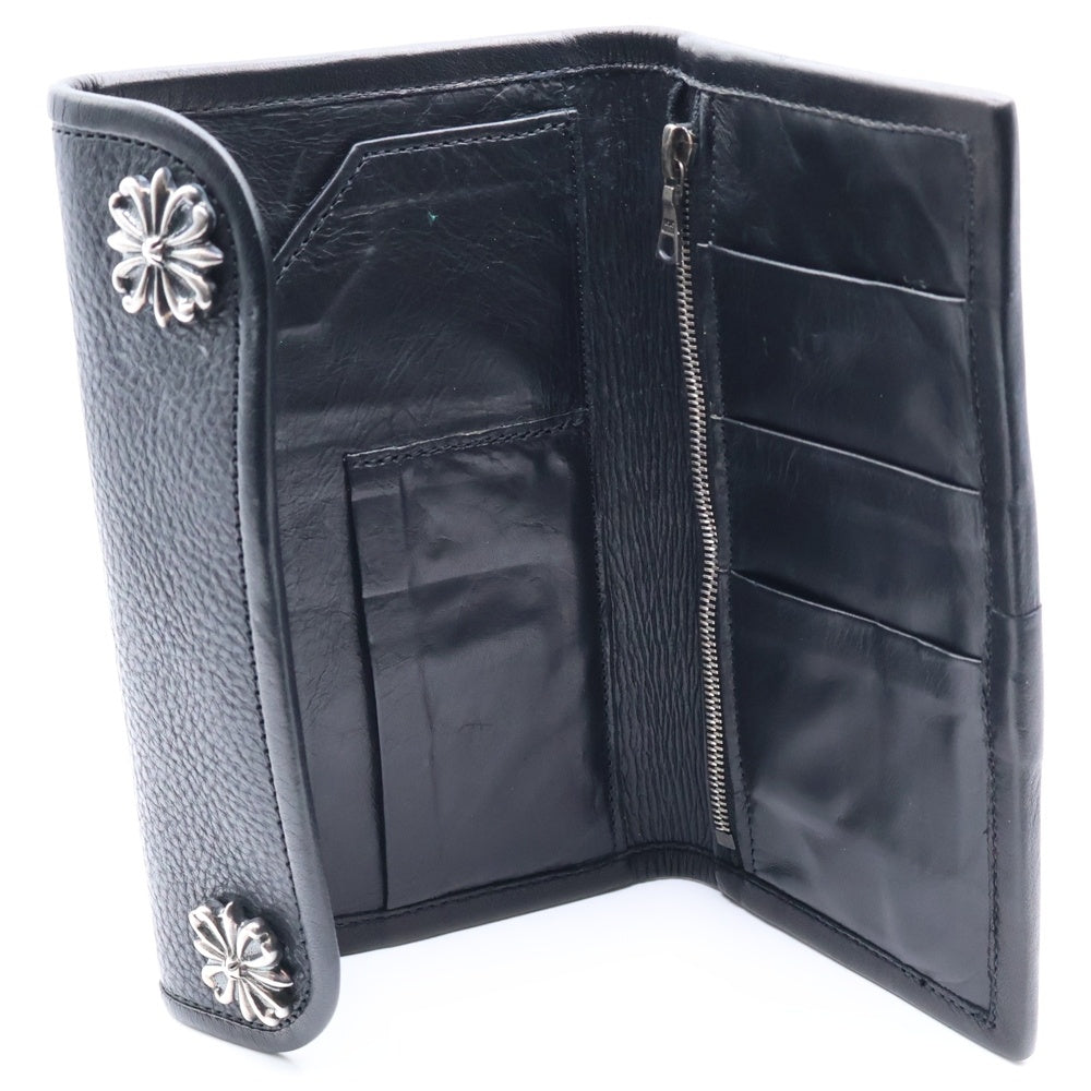 Travis Walker(トラヴィスワーカー) コンチョ付き クロスモチーフ レザー トラッカーウォレット 財布 ブラック/ブルー