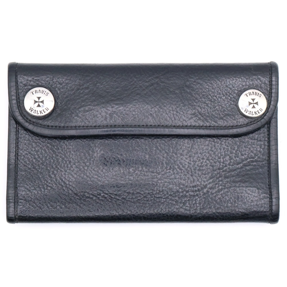 Travis Walker(トラヴィスワーカー) コンチョ付き アイアンクロスモチーフ レザー トラッカーウォレット 財布 ブラック