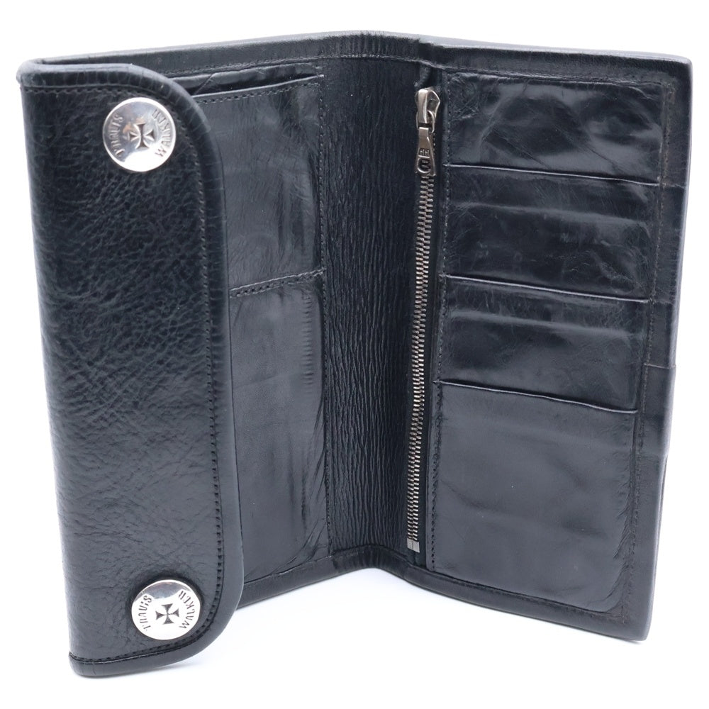 Travis Walker(トラヴィスワーカー) コンチョ付き アイアンクロスモチーフ レザー トラッカーウォレット 財布 ブラック