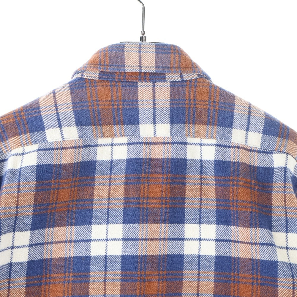 SCHOTT(ショット) Flannel Shirts フランネルシャツ ボタンダウンチェック長袖シャツ ブルー/オレンジ