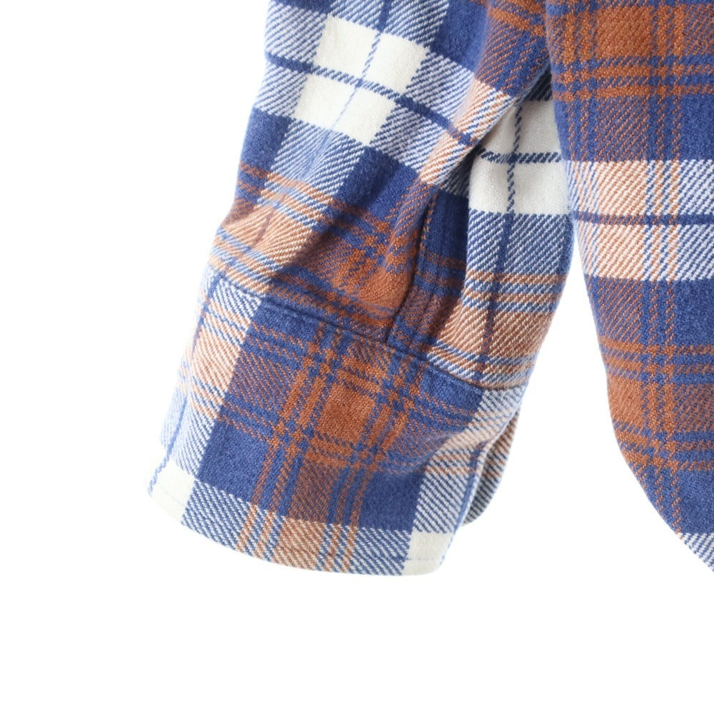 SCHOTT(ショット) Flannel Shirts フランネルシャツ ボタンダウンチェック長袖シャツ ブルー/オレンジ