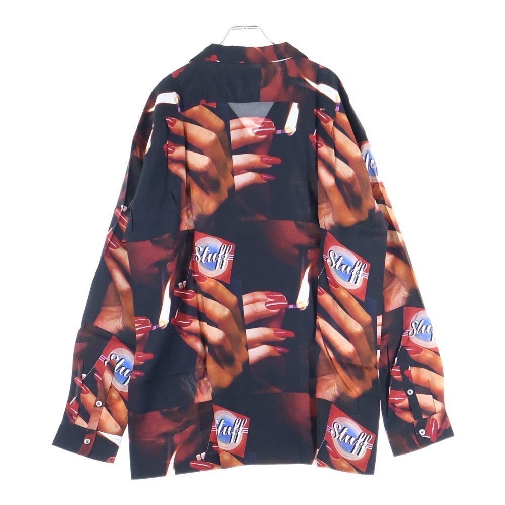 LASTMAN(ラストマン) Printed Open Colloar Shirt L/S STUFF プリンテッドロングスリーブオープンカラーシャツ スタッフ 総柄レーヨン長袖シャツ 242LM-SH01 マルチカラー