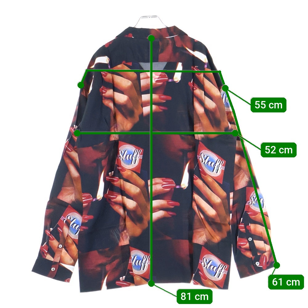 LASTMAN(ラストマン) Printed Open Colloar Shirt L/S STUFF プリンテッドロングスリーブオープンカラーシャツ スタッフ 総柄レーヨン長袖シャツ 242LM-SH01 マルチカラー