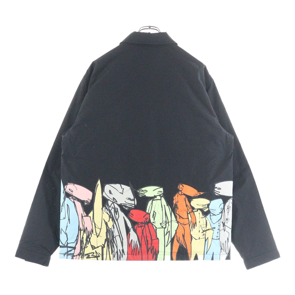 KENZO(ケンゾー) ×Futura 2000 Padded Coach Jacket フューチュラ 2000 パデットコーチジャケット ロゴプリントナイロンボタンダウンジャケット FF65BL0609NT ブラック