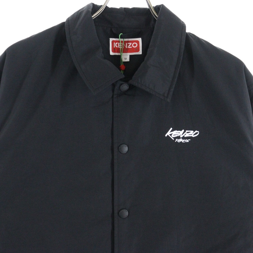 KENZO(ケンゾー) ×Futura 2000 Padded Coach Jacket フューチュラ 2000 パデットコーチジャケット ロゴプリントナイロンボタンダウンジャケット FF65BL0609NT ブラック