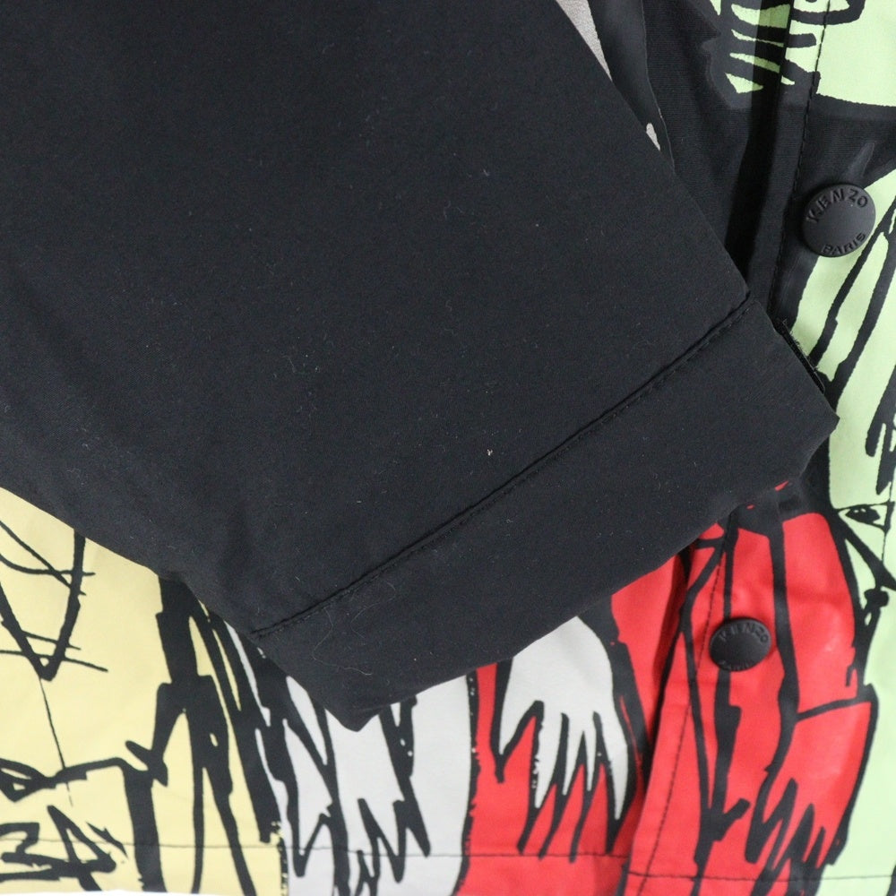 KENZO(ケンゾー) ×Futura 2000 Padded Coach Jacket フューチュラ 2000 パデットコーチジャケット ロゴプリントナイロンボタンダウンジャケット FF65BL0609NT ブラック