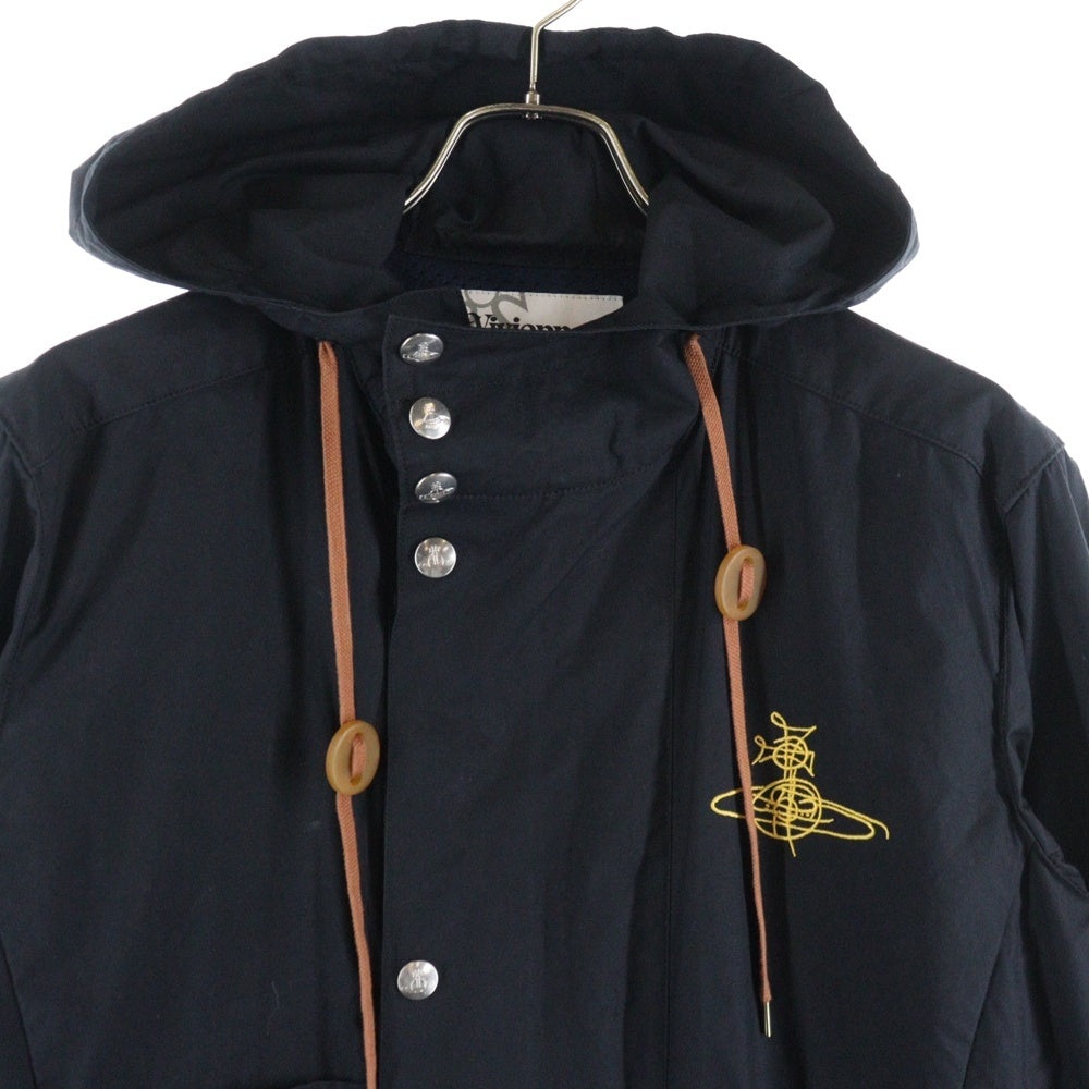 Vivienne Westwood MAN(ヴィヴィアンウエストウッドマン) Orb Logo Coat オーブロゴコート ロゴ刺繍コットンフーデットコート 4745-1501 ブラック