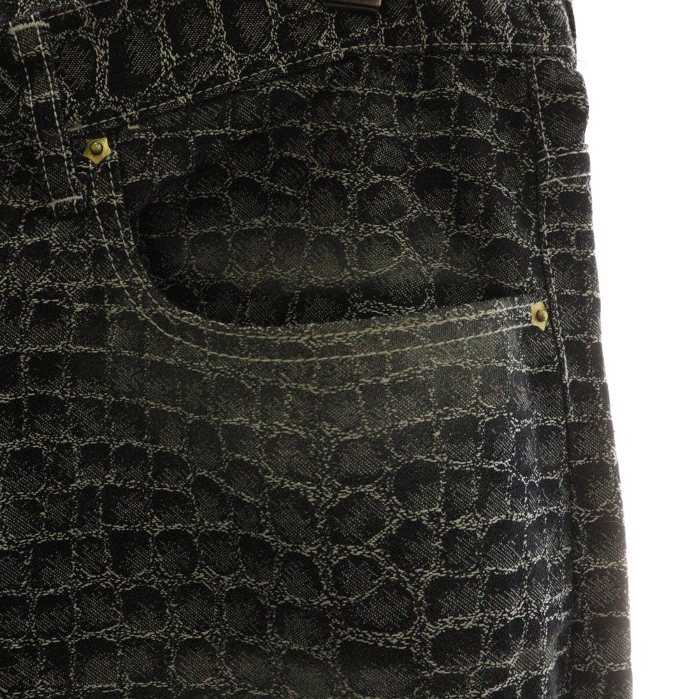 LIBRIO MENDONCA(リブリオ メンドンサ) メンドンサ 25SS Teeth Jacquard Pattern Denim Pants ティースジャガードパターン パイソン総柄 デニムパンツ LM-25ss-2207-A