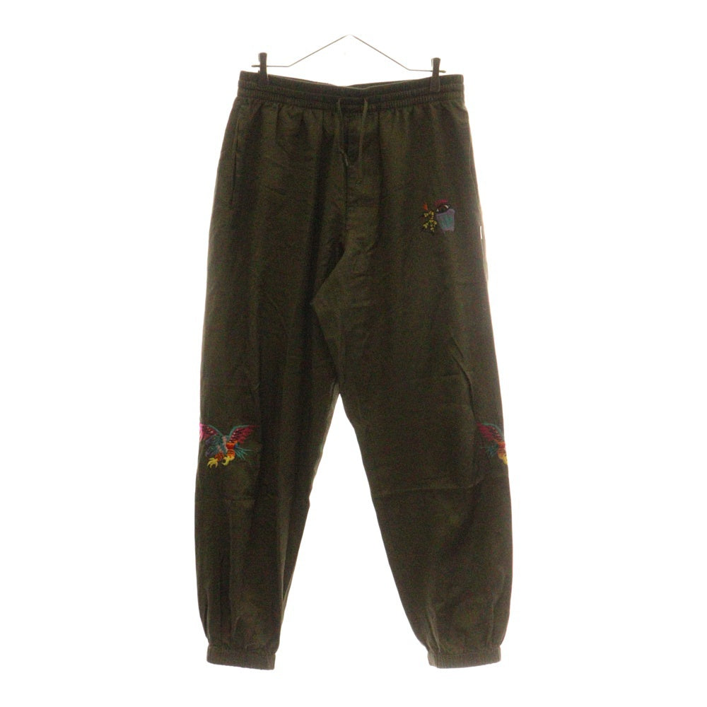 WTAPS(ダブルタップス) 18AW Cribs/Trousers.RACO. Satin クリブストラウザーサテン ロゴ刺繍サテンジョガーパンツ 182BRDT-PTM01 カーキ