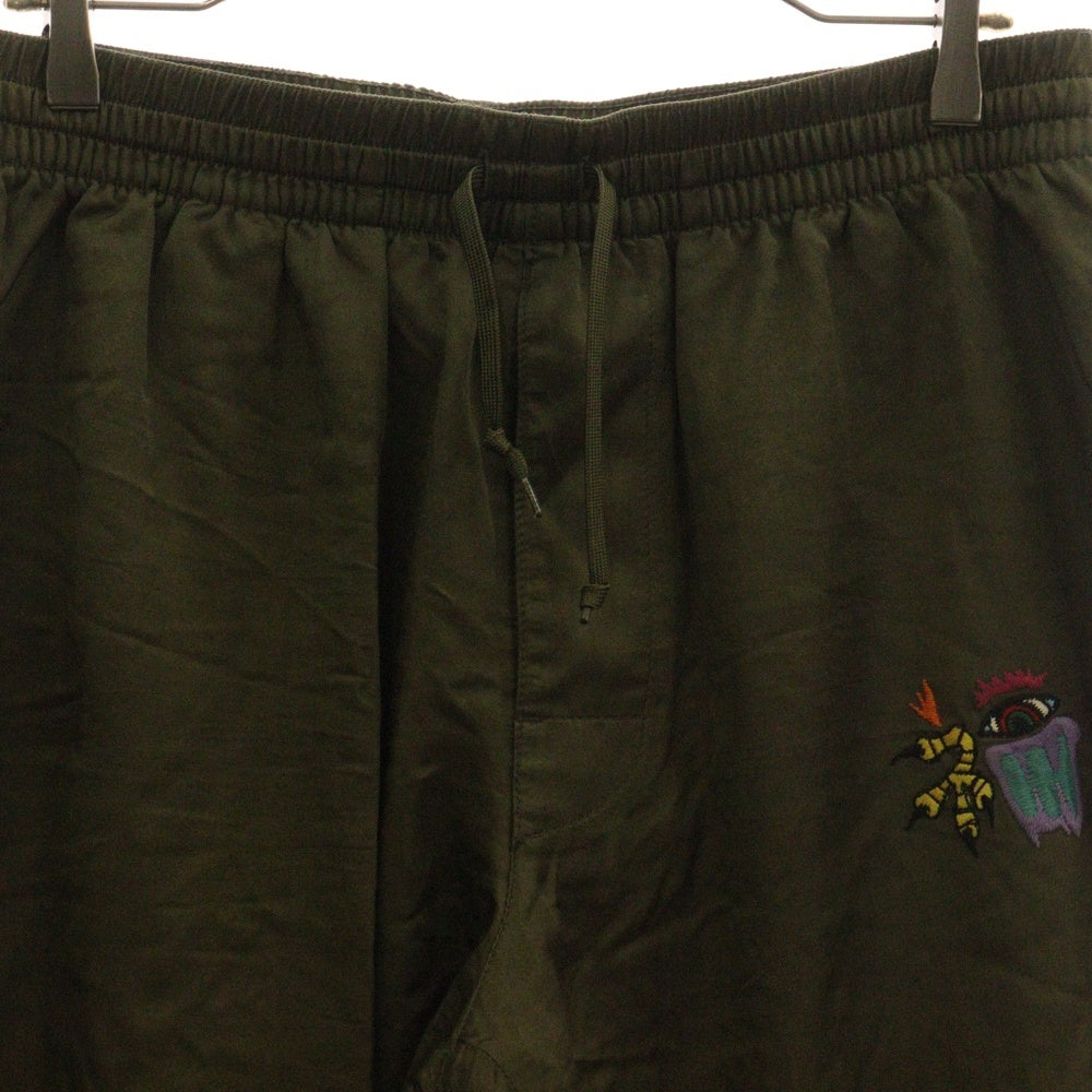 WTAPS(ダブルタップス) 18AW Cribs/Trousers.RACO. Satin クリブストラウザーサテン ロゴ刺繍サテンジョガーパンツ 182BRDT-PTM01 カーキ