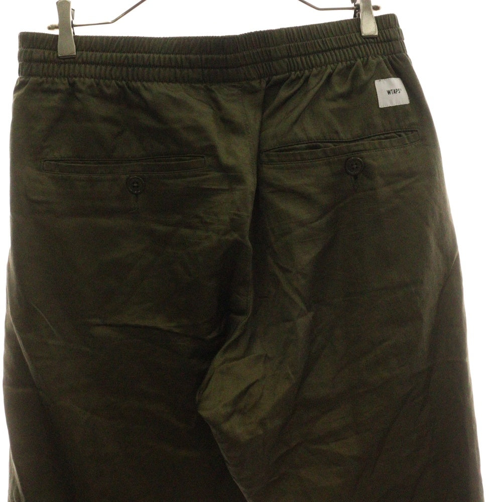 WTAPS(ダブルタップス) 18AW Cribs/Trousers.RACO. Satin クリブストラウザーサテン ロゴ刺繍サテンジョガーパンツ 182BRDT-PTM01 カーキ