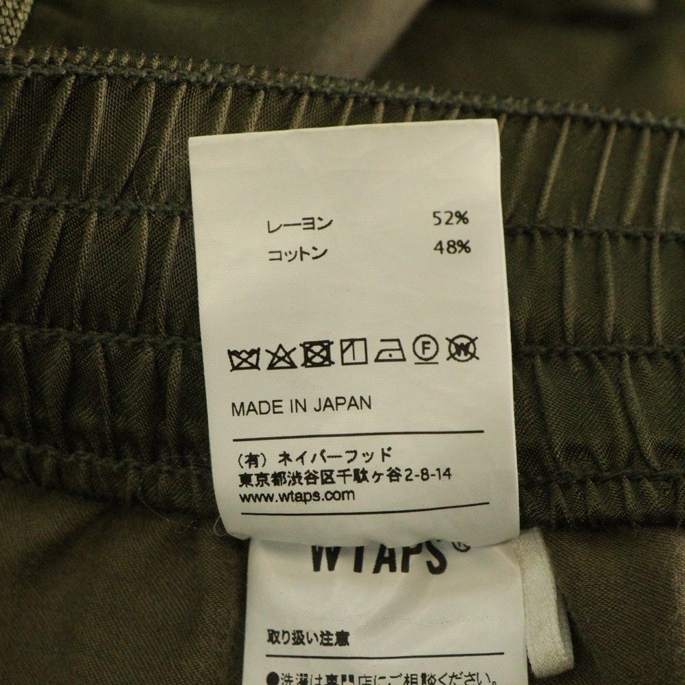WTAPS(ダブルタップス) 18AW Cribs/Trousers.RACO. Satin クリブストラウザーサテン ロゴ刺繍サテンジョガーパンツ 182BRDT-PTM01 カーキ