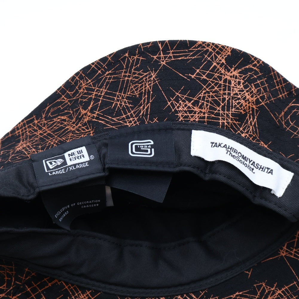 NEW ERA(ニューエラ) 読売ジャイアンツ×TAKAHIRO MIYASHITA Soloist タカヒロミヤシタソロイスト トリプルネーム 総柄バケットハット 帽子 ブラック/オレンジ