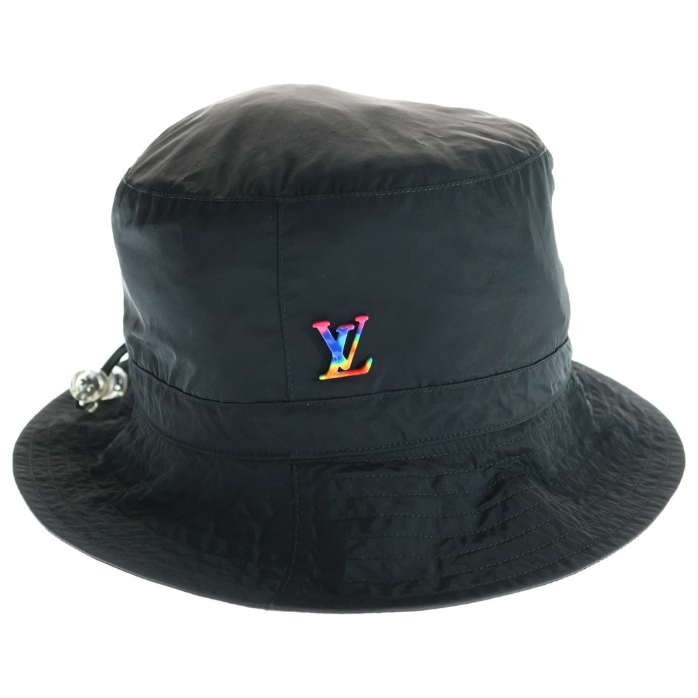 LOUIS VUITTON(ルイヴィトン) レインボーLVロゴ ボブ トランスフォーマブル ナイロン バケットハット ドローコード付き 帽子 NX0199 MP2552 ブラック